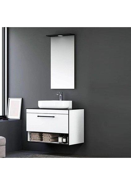 Knidos 90 cm Beyaz Banyo Dolabı Takımı