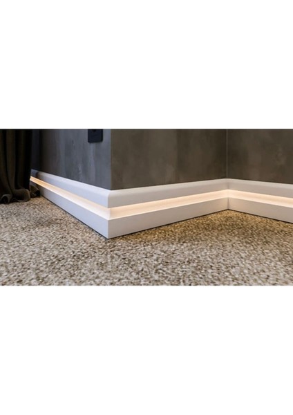 By Istanbul Yalı Serisi 12.5 mt Lake Beyaz LED Kanallı Süpürgelik 12CM Pvc Beyaz fiyatları