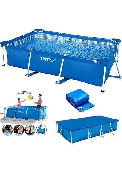 28272 Dikdörtgen Prefabrik Havuz 300X200X75CM Örtü Set