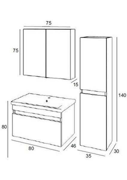 Denko More 80 cm Mdf Banyo Dolabı Takımı ve Boy Dolabı fiyatları