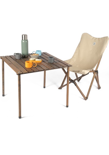 Ahşap Katlanır Kamp ve Piknik Masası Antrasit 70X70X55CM fırsatları