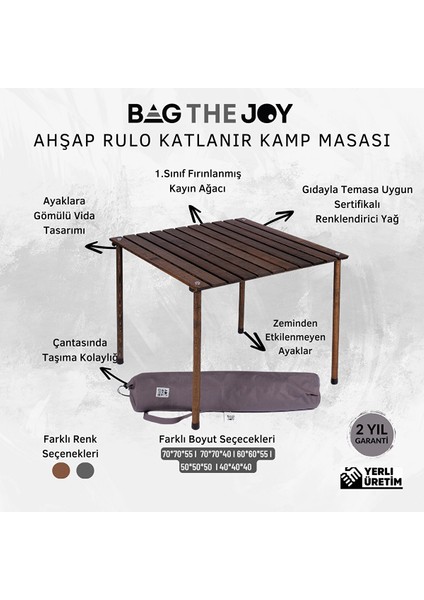 Ahşap Katlanır Kamp ve Piknik Masası Antrasit 70X70X55CM indirimleri