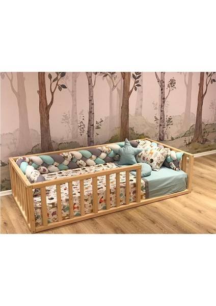 Montessori Bebek ve Çocuk Karyolası Doğal Ahşap Yatak 80X180 cm