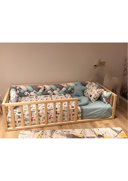 Montessori Bebek ve Çocuk Karyolası Doğal Ahşap Yatak 80X180 cm fırsatları