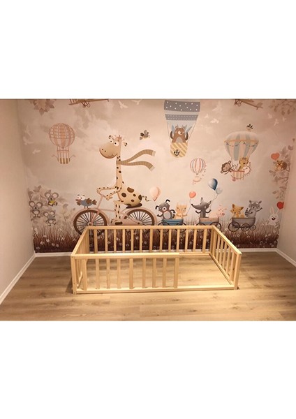 Montessori Bebek ve Çocuk Karyolası Doğal Ahşap Yatak 80X180 cm indirimleri