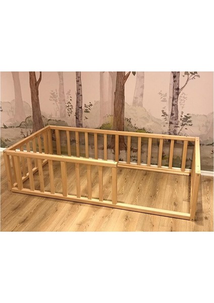 Montessori Bebek ve Çocuk Karyolası Doğal Ahşap Yatak 80X180 cm