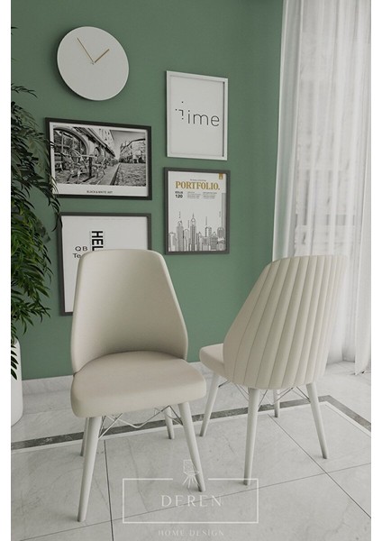 Alfa Serisi, 80X132 Açılabilir Mdf Yemek Masası Takımı 6 Adet Krem Sandalye