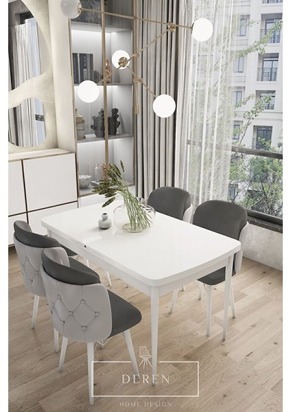 Novella Serisi, 80X132 Mutfak ve Salon Yemek Masası Takımı (4 Adet Sandalyeli̇)