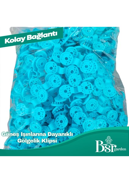 100 Adet Mavi Gölgelik Klipsi Uv Katkılı Bsr Garden modelleri
