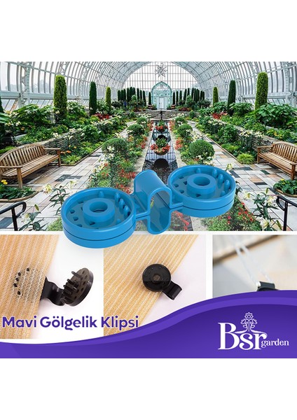 100 Adet Mavi Gölgelik Klipsi Uv Katkılı Bsr Garden indirimleri