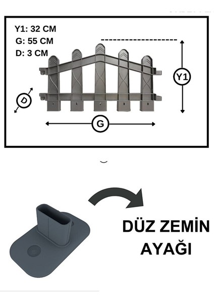 Dekoratif Plastik Alan Oluşturma ve Bahçe Çiti 1 Adet Çit (Y: 32 cm / G: 55 Cm) Sert Zemin Ayaklı - Beyaz modelleri