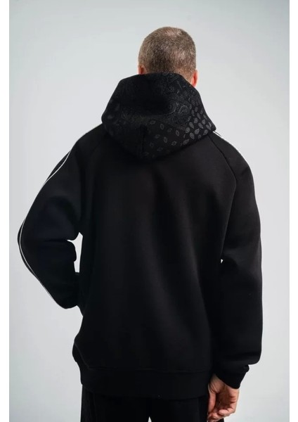 Polızeı Premium Kalite Unisex Kapşonlu Ara Biyeli Sweatshirt - Siyah fiyatları