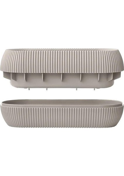 KRS-372 Dekoratif Plastik Mercan Uzun Saksı 1.3 Litre No 2 Bej