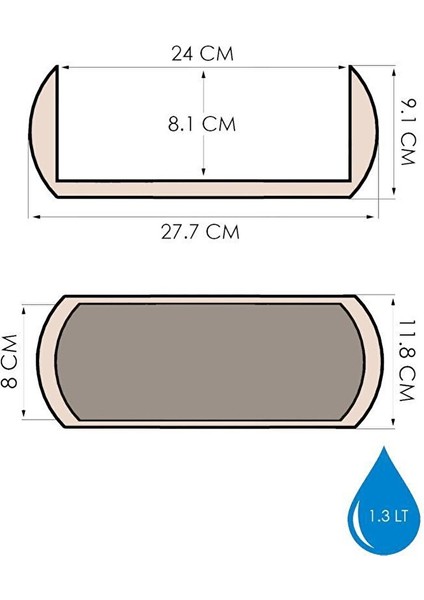 KRS-372 Dekoratif Plastik Mercan Uzun Saksı 1.3 Litre No 2 Bej