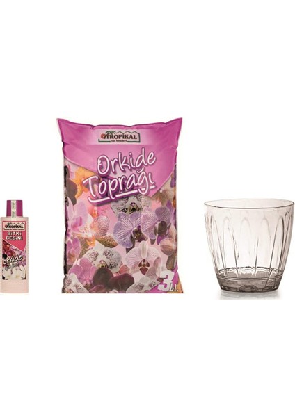 Orkide Toprağı, Orkide Saksısı (1.5l) ve Orkide Besini 3'lü Seti