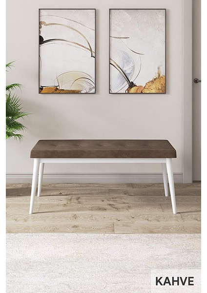 Taç Serisi, 80X132 Açılabilir Beyaz Mermer Desen Masa Takımı, 4 Sandalye Gümüş Halkalı ve 1 Bench Kahverengi fırsatları