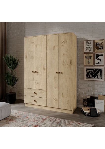 Diamont 4 Kapaklı Dolap MEŞE%100 Mdf