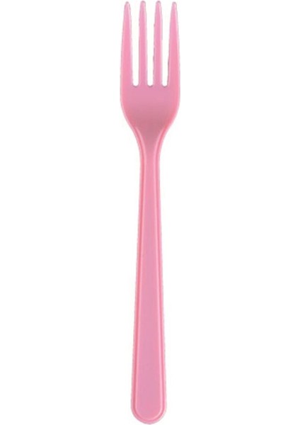 Pembe Lüx Plastik Çatal 100 Adet