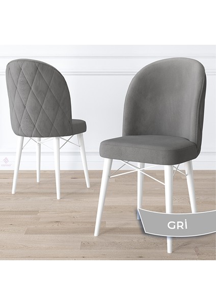Rut Serisi 80X132 Açılabilir Beyaz Mutfak Masası Takımı ve 6 Gri Sandalye Gri indirimleri