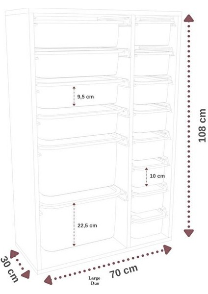%100 Mdf - Large Duo 14 Sepetli Oyuncak Dolabı (LARGEDUO146SEPET-2B-4O-8K-BEYAZ) indirimleri