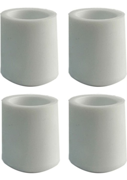 25 mm Pvc Sandalye Profil Ayak Pabucu Sessiz Yumuşak - Beyaz 4 Adet