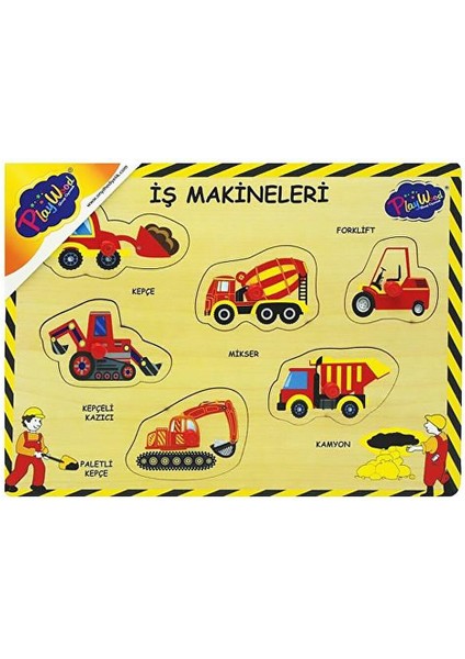 Ahşap Tutmalı Puzzle Iş Makineleri 2 ONY195 Playwood