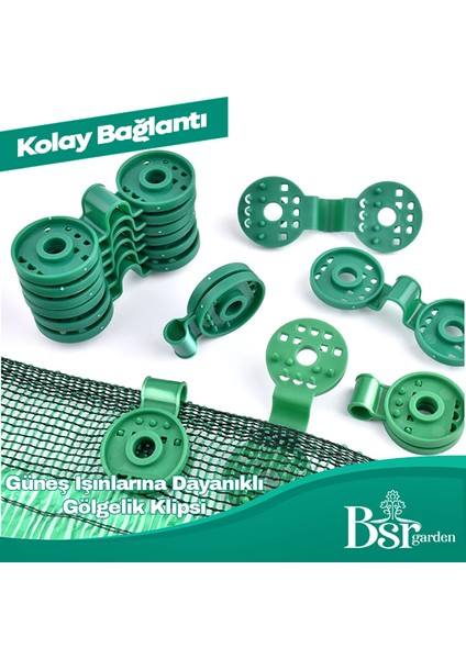 50 Adet Yeşil Gölgelik Klipsi Uv Katkılı ( Güneşe Dayanıklı ) Bsr Garden fiyatları