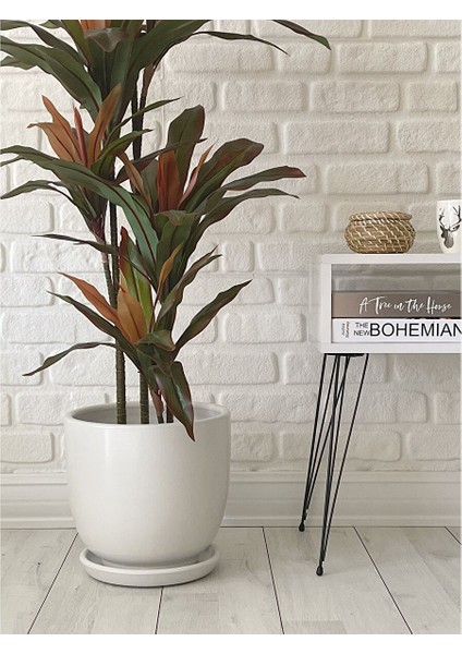Klasik Saksı Tabaklı 38 cm x 40 cm Beyaz