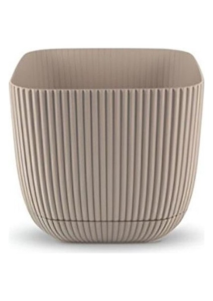 KRS-383 Dekoratif Plastik Mercan Kare Saksı 1.8 Litre No 3 Bej