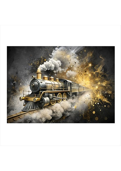 Buharlı Tren Lokomotif Modern Mdf Tablo 25CMX 35CM 25X35 cm