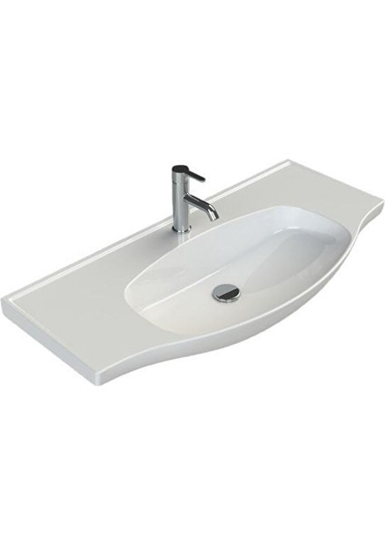 Turkuaz Cerastyle Lila Etajer Uyumlu Banyo Lavabo 100X45 cm