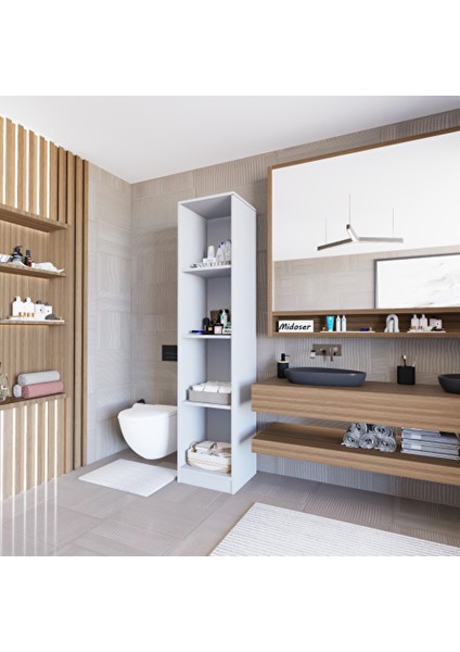 Yaman Mat Beyaz Tek Kapaklı 4 Raflı Çok Amaçlı Mutfak Kiler ve Banyo Dolabı