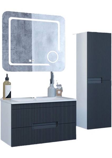 Denko Galata 75 cm Mdf Antrasit Gri Banyo Dolabı Takımı ve Boy Dolabı