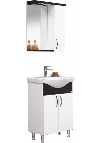 Petra Banyo Dolabı Siyah-Beyaz 55 cm