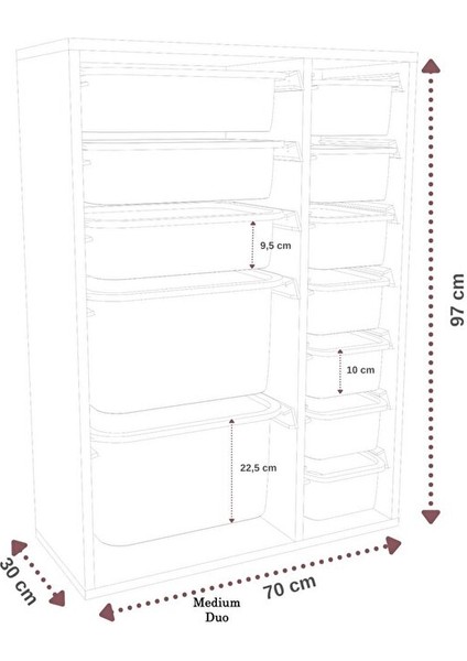 %100 Mdf - Medium Duo 12 Sepetli Oyuncak Dolabı (MEDIUMDUO12SEPET-2B-3O-7K-BEYAZ) indirimleri