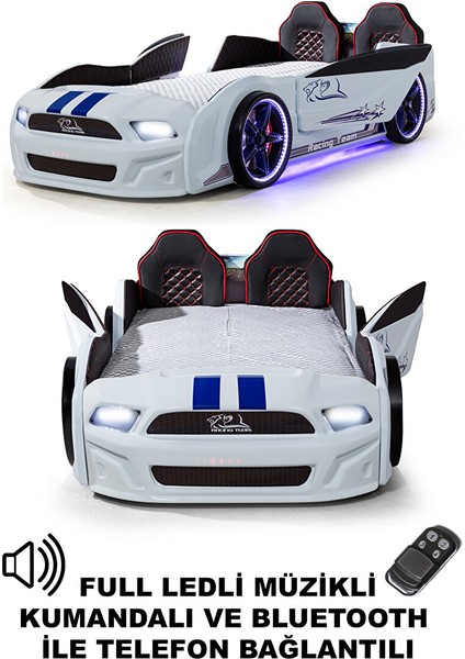 Arabalı Yatak Kapıları Açılan Mustang Full Ledli Kumandalı ve Müzikli