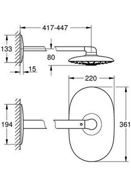 Grohe Rainshower Duo 360 Tepe Duşu Seti, 2 Akışlı- 26254000