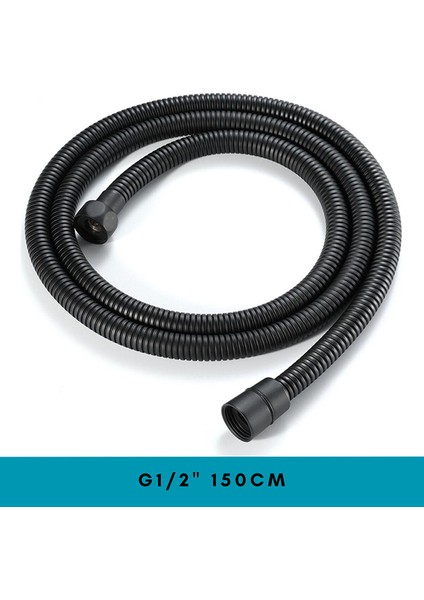 Banora Spiral Duş Başlığı Hortumu, Paslanmaz, Esnek, G1/2" Için Uygun Standart Bağlantı, 150 Cm, Siyah