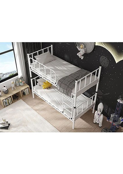 Zambak Genç Çocuk Yatak Odası Metal Ranza ve Karyola - Beyaz - 90 x 200 cm fiyatları