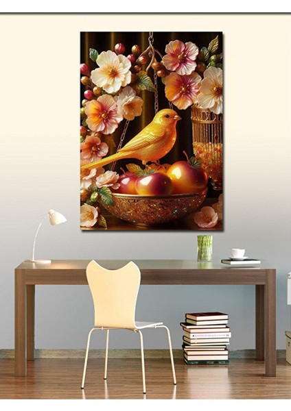 Kanvas Tablo Meyvelerin Üstündeki Kuş ve Çiçekler 70X100 cm
