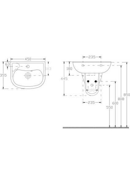 45 cm Lavabo ve Yarım Ayak fiyatları