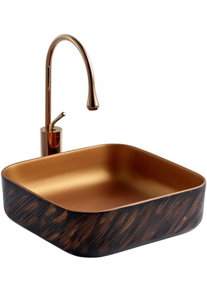 Tezgah Üstü Çanak Lavabo E-4072X Mat Bakir