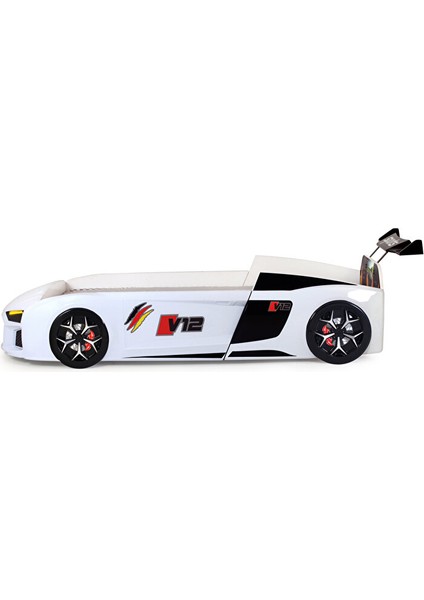 Beyaz Arabalı Yatak V12 Audi Işıklı Full Plastik modelleri
