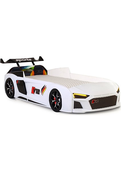 Beyaz Arabalı Yatak V12 Audi Işıklı Full Plastik fırsatları