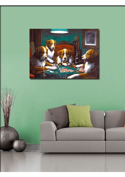 Kanvas Tablo Kumarbaz Köpekler 70X100 cm fiyatları