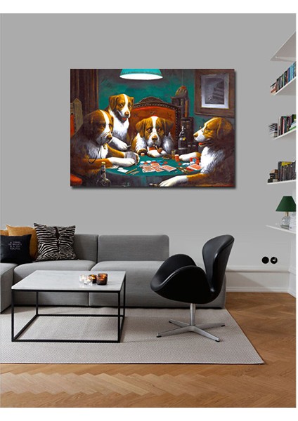 Kanvas Tablo Kumarbaz Köpekler 70X100 cm modelleri