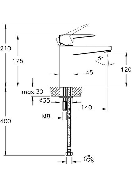 Root Square Krom Yüksek Lavabo Bataryası A42731 fiyatları
