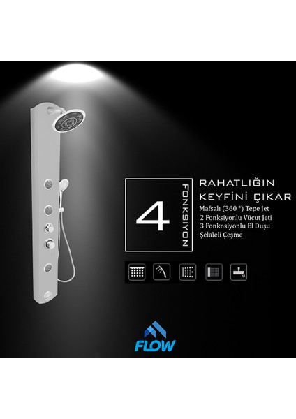 Stella Silver Gri Masajlı Duş Paneli - Dikey Jakuzi - Robot Duş - El Duşu - Lüx Duş fırsatları