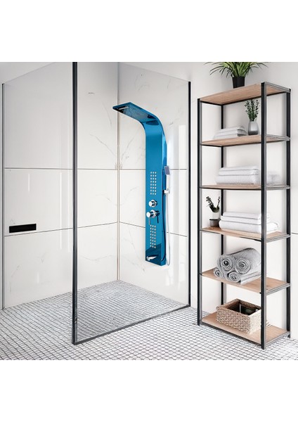 Banora Infinity Lux Masaj Etkili Duş Paneli, 5 Fonksiyonlu, Paslanmaz Çelik, Tepe Duş, Şelale Sistem, Mavi modelleri