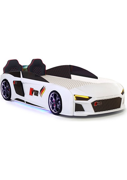 Beyaz Arabalı Yatak V12 Audi Full Ledli Kumandalı ve Müzikli fırsatları